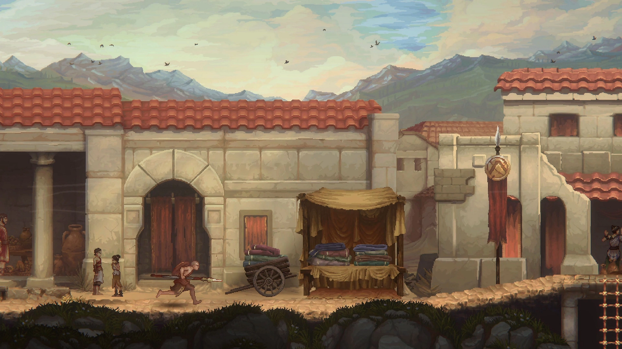 Kratos jeune : aventure mythologique et lutte fraternelle en 2D